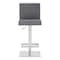 Armen Living Legacy Adjustable Height Swivel Gray Faux Leather and Brushed Stainless Steel Bar Stool LCLGSWBABSGR - alternate 4